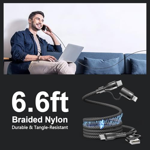 Image of Verilux 4-in-1 Magnetic USB to Type C Cable for iPhone 17 /16 /15 /14, PD 100W Type C Cable Fast Charging & 480Mbps Data Transfer with USB A & C to Lighting & C for Home, Car, Travel, Office