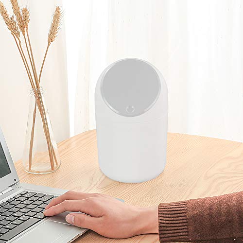 Callyne Plastic kleine prullenbak van 2 l, prullenbak voor op het bureau met grijs deksel - Image 7