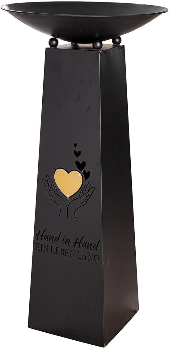Generisch MF Schalenständer Herzmotiv Hand in Hand schwarz gold, bestehend aus Schale & Ständer