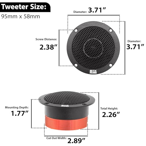 STXAudio STX-600TW 3.71-Inch Super Tweeter Speaker, 4 Ohm, 1000W Max Power, 105dB Sensitivity, Titanium Diaphragm, CCAW Voice Coil for Pro Car Audio by STX Audio - Image 6