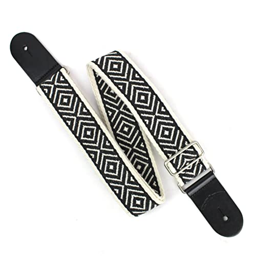 Walker And Williams H-32-MET Vintage Series Sangle de guitare en coton tissé avec fixations chromées et extrémités en… - Les Beatles, Paul McCartney, John Lennon, RIngo Starr, George Harrison Walker And Williams H-32-MET Vintage Series Sangle de guitare en coton tissé avec fixations chromées et extrémités en…