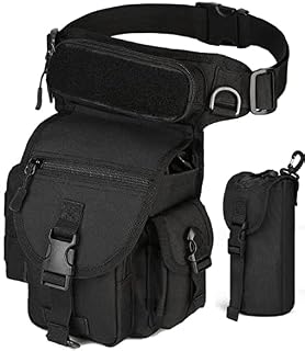 Flintronic Tactical Drop Leg Waist Bag, Multi-Purpose Waterproof Outdoor Military Hip Thigh Tool Bag Fanny Pack with Water Bottle Pouch, for Hiking Travel Motorcycling Camping Fishing
