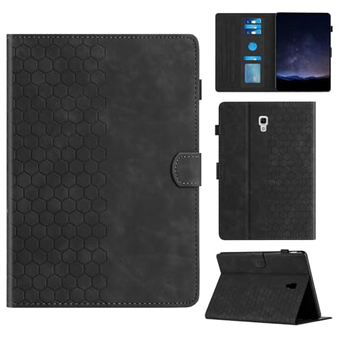 Rosbtib Funda para Samsung Galaxy Tab A 10.5 Pulgadas 2018 SM-T590/T595 con Soporte y Ranura para Tarjetas, Funda de Piel sintética con patrón de Textura Hexagonal para Galaxy Tab A 10.5 2018, Negro