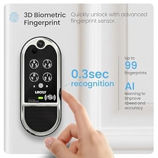 Lockly Vision Elite Video Smart Lock with Camera, Smart Wi-Fi Deadbolt for Front Door, PIN Genie® Keypad, Fingerprint Door Lock, Motion Sensor, App Remote Control, 2 Way Audio Doorbell, No Monthly Fee