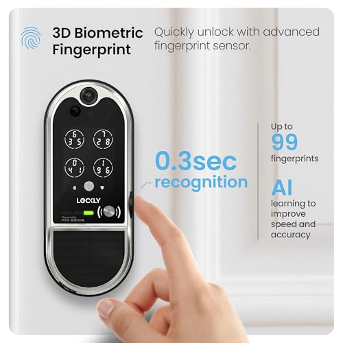 Lockly Vision Elite Video Smart Lock with Camera, Smart Wi-Fi Deadbolt for Front Door, PIN Genie® Keypad, Fingerprint Door Lock, Motion Sensor, App Remote Control, 2 Way Audio Doorbell, No Monthly Fee thumbnail 4