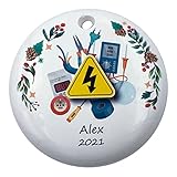 CHEERZEER CUSTOMIZE Personalized Electrical Worker Electrician Christmas Ornament, Lineman Ornament
