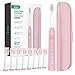 Sonic Elektrische Zahnbürste, Initio Schallzahnbürste 5 Putzprogramm mit Reiseetui enthalten, 8 Aufsteckbürsten Wiederaufladbar IPX7 Wasserdicht, 2 Minuten Smart Timer(Rosa)