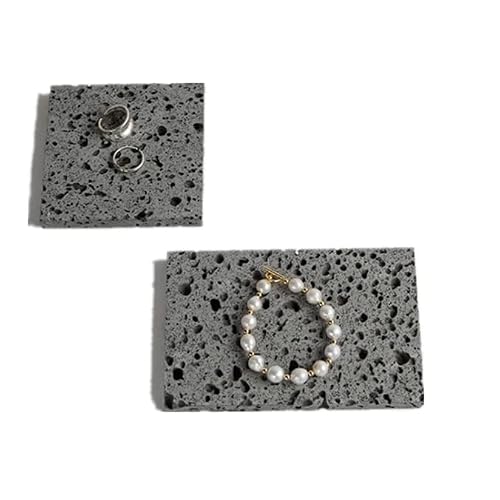 Gisela D Black-2Pcs（5.9×3.9"）（3.9×3.9"） Photo Props Natural Stone Ornaments Jewelry Cosmetics Storage Tray Lipsticks Jewellery Shooting Decoration Photography Props (Black-2Pcs（5.9×3.9"）（3.9×3.9"）)