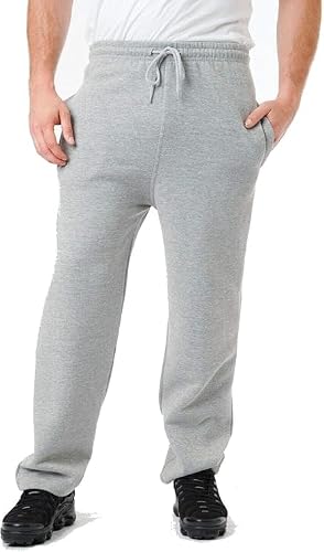 Ploutos - Mens Open Hem Jogging Trouser, Tracksuit Bottoms, Sports Pants/Fleece Bottoms Joggers Mens, Boys Casual Trousers Sweatpants for Running Workout Gym (Grey, 5XL)
