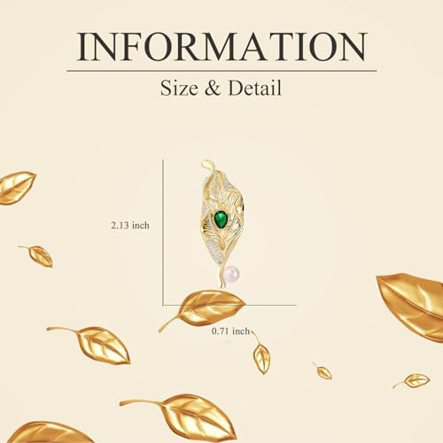 Image of Rhinestone Leaf Brooch Pins - Crystal & Gold-plated Lapel Pin Jewelry for Women - Birthday Gift for Wife or Friends