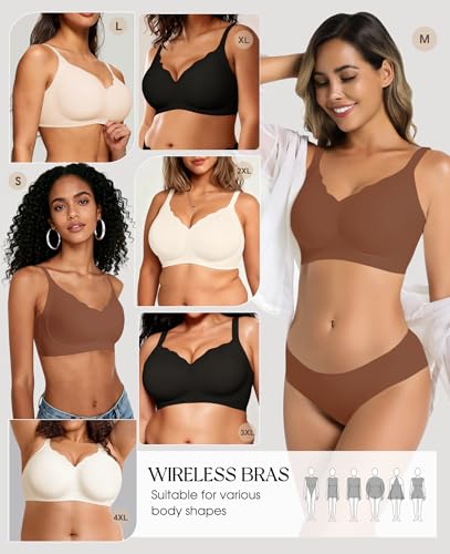 Image of LXOXL Wireless Bras for Women No Underwire Seamless Push Up Full Coverage Everyday Bra Comfortable Supportive Tshirt Bralette