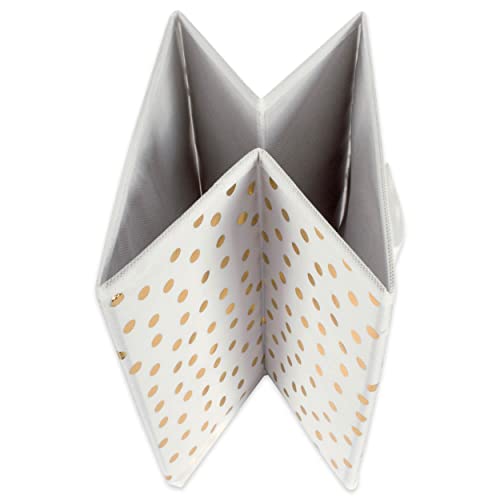 Dii Non Woven Storage Collection Polka Dot Collapsible Bin Small Set, 11X11X11" Cube, White & Gold, 2 Piece #TOP1