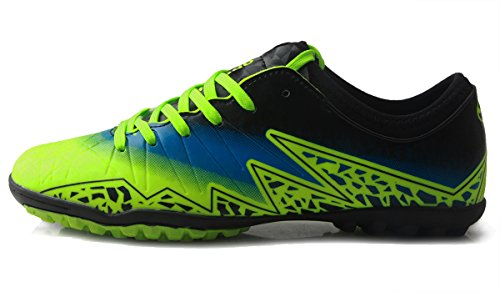 T&B Kids Football Shoes Indoor Turf Cleats Soccer Shoes Green/Black 77030-Lv-35-3.5US - Thumbnail 2