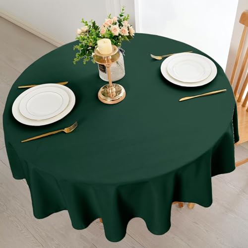 DWCN Christmas Decorative Round Tablecloth Round Table Cloth 140cm Diameter Wipeable Tablecloths Wipe Clean Tablecloth Green Table Cloth Polyester - Image 4