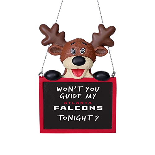 FOCO NFL Atlanta Falcons Reindeer with Sign Hanging Tree Holiday OrnamentReindeer with Sign Hanging Tree Holiday Ornament, Team Color, One Size
