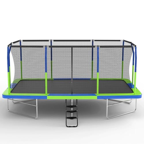 10x17 FT Rectangle Trampoline, Square Trampoline with Enclosure Net, Outdoor Backyard Recreational Exercise Gymnastics Trampoline Superior Bounce