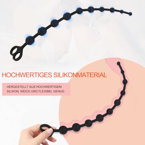 35 cm Silikon Analkette Silikon Analkugeln Anal Kette mit 10 Kugeln, Lang Analkugeln Buttplug Wasserdicht Anus Masturbator Anal Sex Spielzeug für Männer und Frauen(10Ø 1,1-2,4 cm)