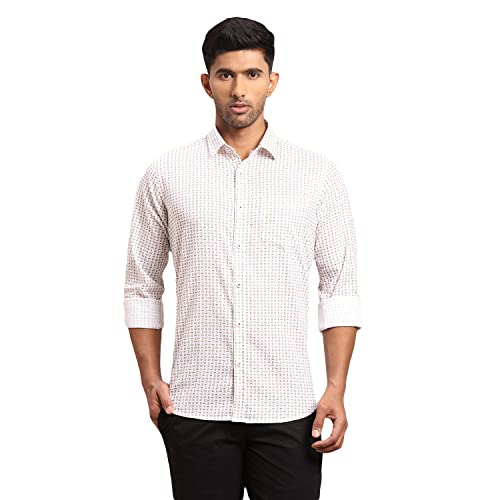 Image of Colorplus Men's Pure Cotton Print Pattern Contemporary Fit Spread Collar Full Sleeve Casual Shirt