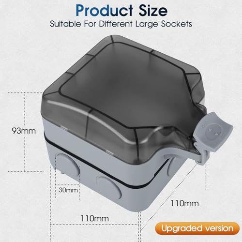 Image of MX Waterproof 3-Pin Indian Socket 16A 250V Outdoor Power Socket Box IP66 Single Weatherproof Electric Outlet - Garden, Patio, Balcony, Home, Hotel