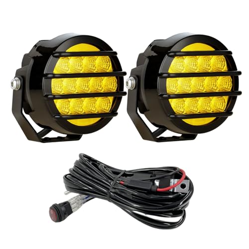 BIGLION.X 3.7 Inch 130W Amber Fog Lights Yellow Round Offroad Fog Lights Super Bright 12800LM Driving Fog Lights Bumper Fog Light Pods Waterproof 12/24V for Trucks 4x4 SUV ATV UTV Car
