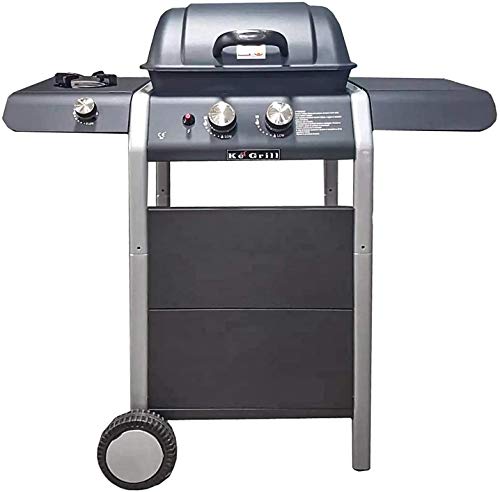 ke grill Barbecue A Gas 2 Fuochi + Fornello Laterale Griglia in Acciaio Inox a Pietra Lavica da Giardino Esterno PIC nic …