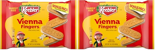 Keebler Vienna Fingers, Sandwich Cookies with Crème Filling, Family Size 16.3 oz (Pack of 2)
