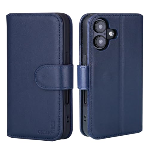 CHALK & HIDE Genuine Leather Wallet Case for iPhone 16 (6.1"), Navy Blue - Image 2