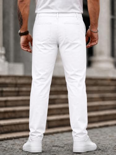 Image of HUNGSON Mens Chinos Dress Pants Slim Fit Stretch Business Casual Golf Work Slacks Trousers