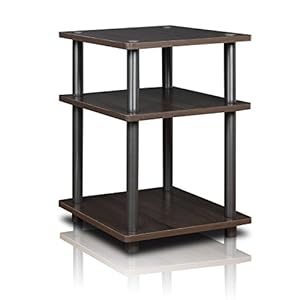 Furinno Turn-N-Tube Easy Assembly Multipurpose End Table / Side Table / Sofa Table / Nightstand, Round Tubes, Espresso