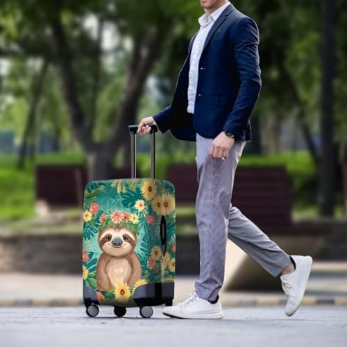 Image of Mumeson Sloth Luggage Cover Fashion Suitcase Protector Fits 18-32 Inch Luggage Lightweight Durable Airplane Travel Luggage Cover