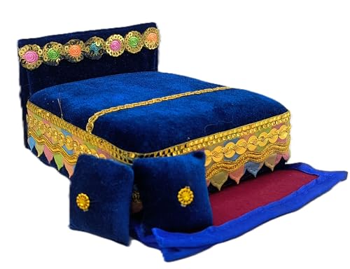 Image of RD Handicraft Thakur Ji Bed, Laddu Gopal ji Bed, Bal Gopal ji Bed with Blanket Silk All Purpose Bed |Diesal (17x16x10 cm)