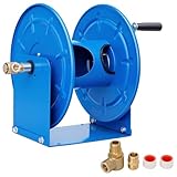 High Pressure Washer Hose Reel 200FTx1/4”,4500PSI Heavy Duty Steel Hose Reel for Power Washer 100FTx3/8”with Rotary Joint,Hand Crank for Trailer/Wall/Van Mount