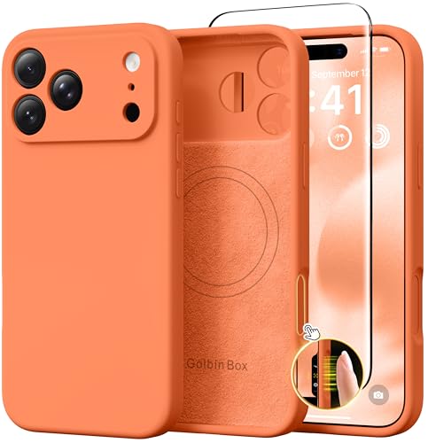 Image of GolbinBox Magnetic for iPhone 17 Pro Case, Silicone Cover, Starry Orange