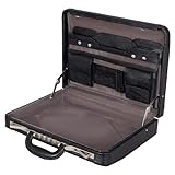 Da leather villa Full Grain Leather Briefcase Attache Case For Unisex Size L18 x W4 x H12 Inches Luxury Briefcase Bag (Black)