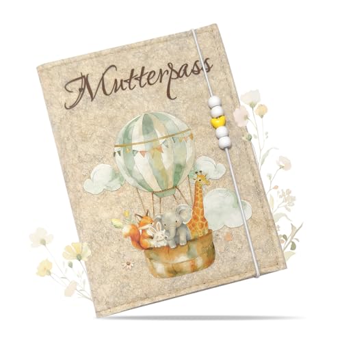 Mutterpasshülle aus Filz für Deutschen Mutterpass Mit Zusätzlichen Innentaschen Mutterpass Schutzhülle zur Aufbewahrung von Ultraschallbildern und Impfpass usw Süßes Geschenk für Zukunftige Mütter