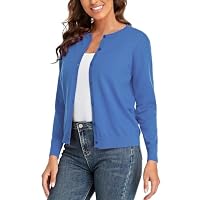 CUNYI Women’s Cardigan Long Sleeve Sweater Lightweight Classic Crew Neck Ladies Coat with Buttons Casual Open Front Elegant Outerwear, DarkBlue XL