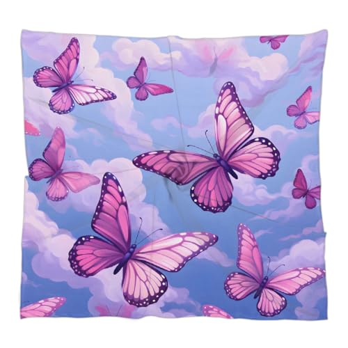 Image of Mexpekil Pink Butterfly Sky Square Scarf for Women 60cm Lightweight Fashion Scarves Wraps Hair Neck Headband Bandanas for Ladies Girls