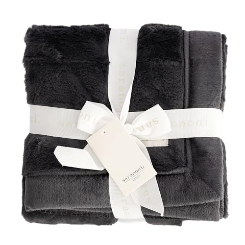 Image of Saranoni Luxury Security Blankets for Babies | Ultra-Soft Lush and Boutique Quality Baby Blanket | Perfect for Infants & Newborns | Charcoal, Mini - 15 inch x 20 inch
