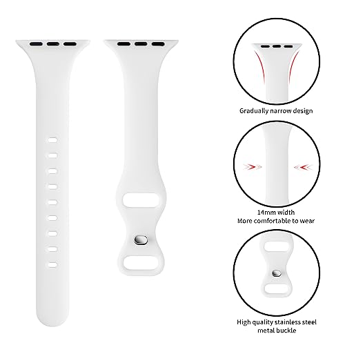 Image of Thin Slim Band Compatible with Apple Watch 38mm 40mm 41mm 42mm 44mm 45mm 46mm 49mm, Replacement Silicone Sport Strap for iWatch Series 11 /10 /9 /8 /7 /6 /5 /4 /3 /2 /1 Ultra SE Women Men, White