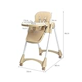 Bonnlo Baby Foldable High Chair, Adjustable Height with 7 Positions, 4-Level Reclining Seat & Detachable Double Tray, Highchair for Toddlers 6 Months to 3 Years (Beige) - Image 9