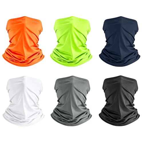 Image of 6 Pack Cooling Neck Gaiter Face Mask for Men Women Breathable Dust UV Protection Multifunctional Reusable Face Cover