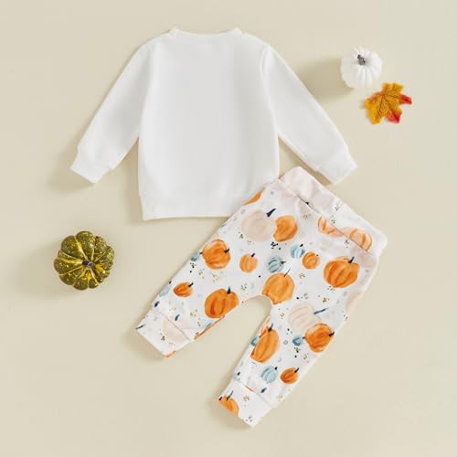 Baby Girl Halloween Outfit Toddler Sweatshirt Pants 2pcs Set Cute Pumpkin Spooky Print Infant Fall Winter Clothes4