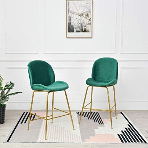 Dekea Velvet Upholstered Barstools with Back [Set of 2] Backless Counter Height Bar Stools for Kitchen Living Room, Teal