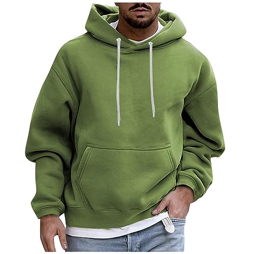 Oversize Hoodie Herren Einfarbiges Kapuzenpullover Mit Kängurutasche Loose...