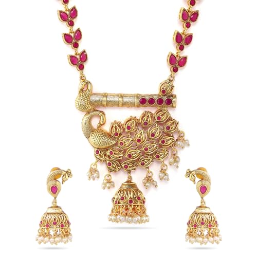 Image of Rubans Gold Plated Necklace Set Traditional Festive Jewellery for Women & Girls