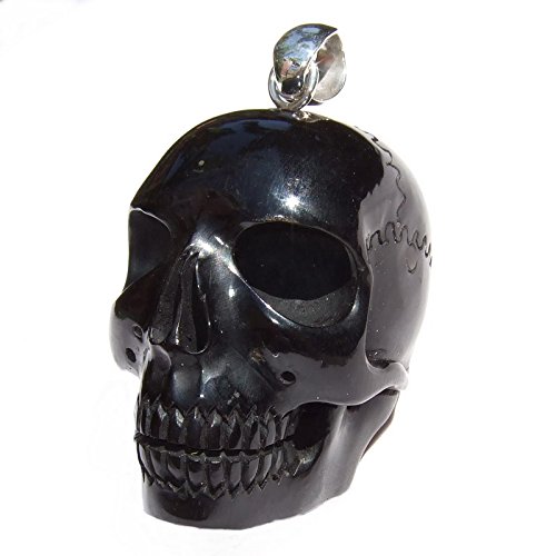 6cm XXL Skull Totenkopf Amulett Anhänger Handarbeit aus Horn und Silber PB191