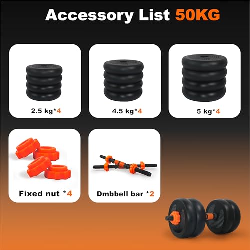 Image of WATSON Premium Rubber Dumbbell Set for Men & Women Fitness, Dumbbell Set with 8Kg (1Kgx8) Rubber Weight Plates, Hard PVC 14 inch Dumbbell Rods, Foam Gripper & Gym Gloves