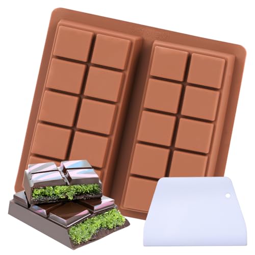 FUNBAKY Dubai Silicone Chocolate Bar Mold - 1-Inch Deep Cavities, Large Thick Candy Bar Mold, Ideal...