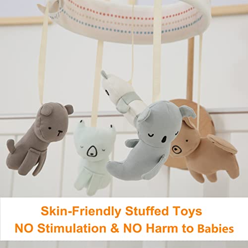 Uninewborn Baby Crib Mobile Musical Nursery Mobiles For Bassinet With Wooden Holder, Animal Toys Crib Mobile With Music For Baby, White #TOP5