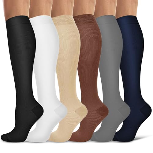 Listado de Medias de Compresion Walmart Top 5. 49 VIDA4U 6 Pares Calcetines de Compresión, Medias de Compresion para Mujer y Hombre, Calcetines de Compresión 15-25 mmHg, Calcetas de Compresion para Sprots, Fútbol, Embarazo,...